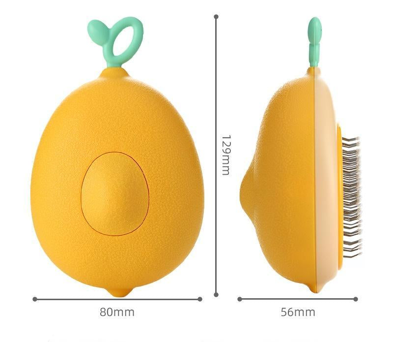 Escova amarela para remover pelos soltos de cães e gatos