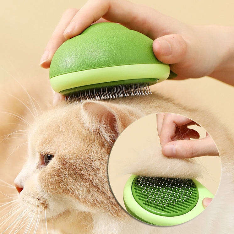 Escova verde removedora de pelos para cães e gatos em formato de abacate