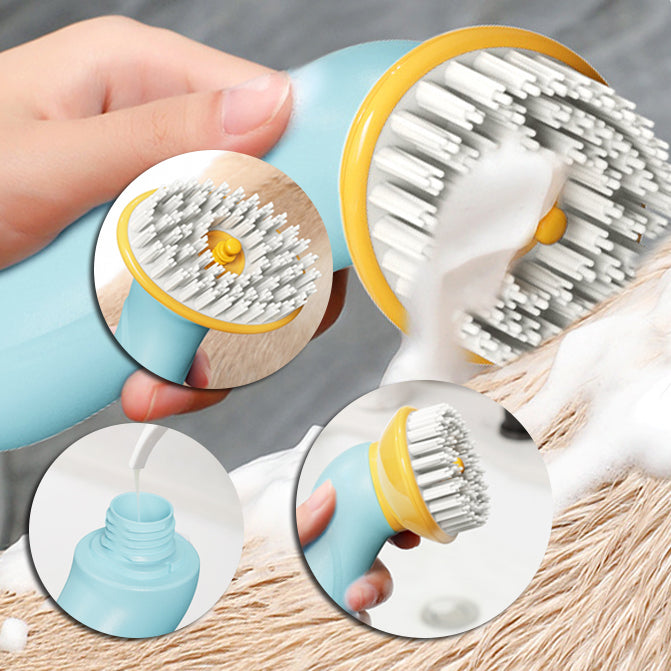 Detalhe das cerdas da escova de banho para cães e gatos